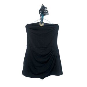 Y2K Cache Bodycon Mini Dress Skort Womens Medium Black Halter Buckle Party Retro